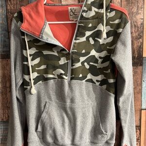AMPERSAND AVE Camouflage and Coral Hoodie